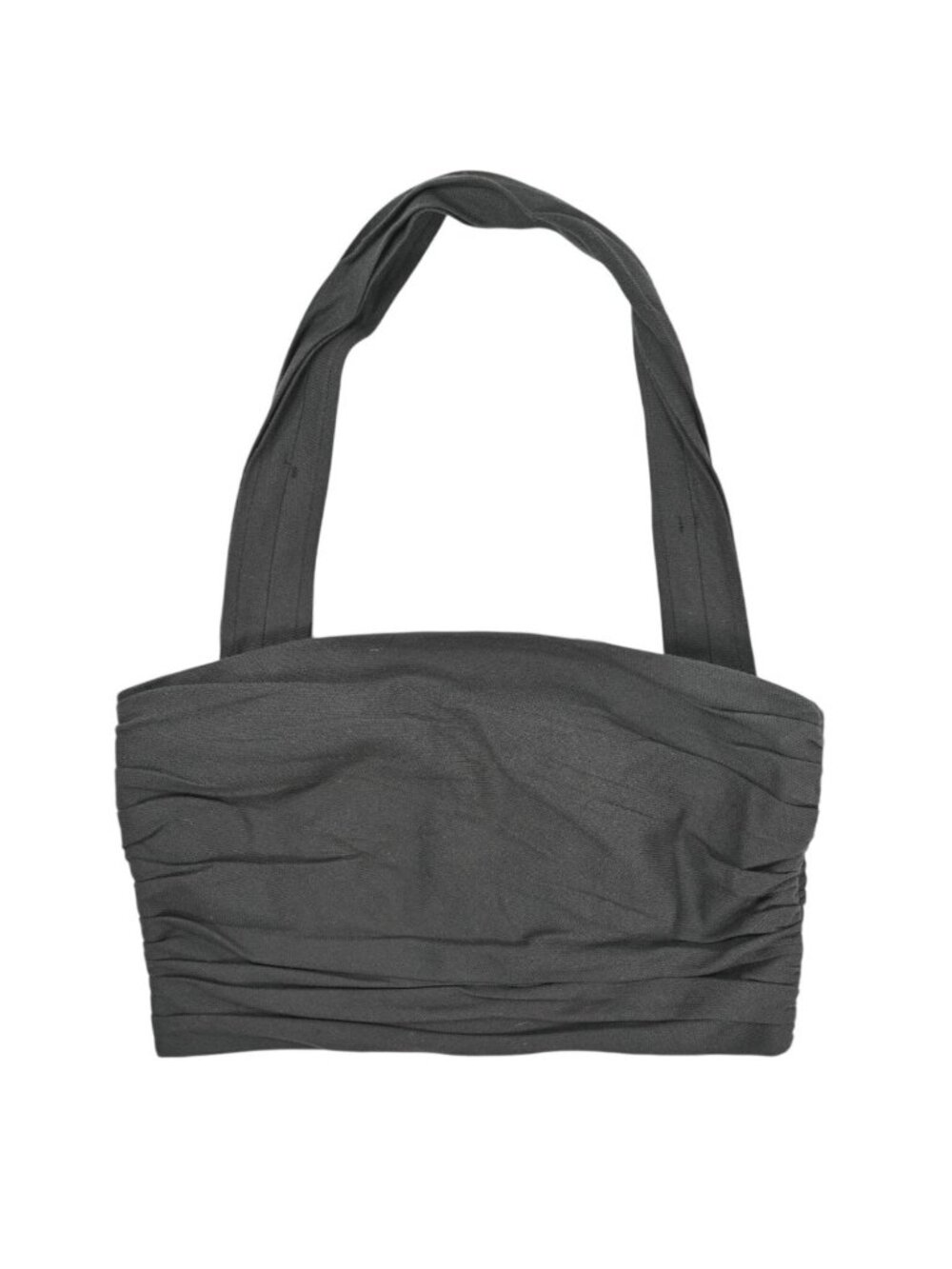 Venroy Halter Ruched Crop Top in Dark Gray